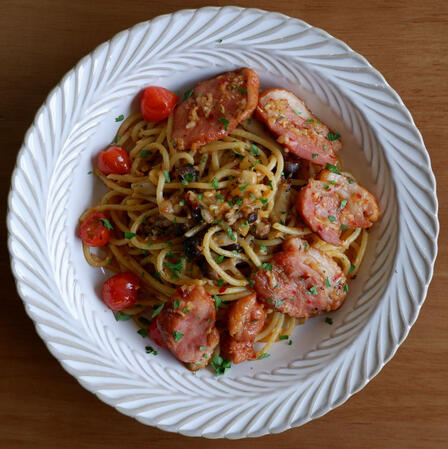 aglio olio w smoked duck